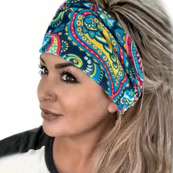 PAISLEY PRINT BOHO ELASTIC KNOTTED HEADBAND - Picture 2 of 3